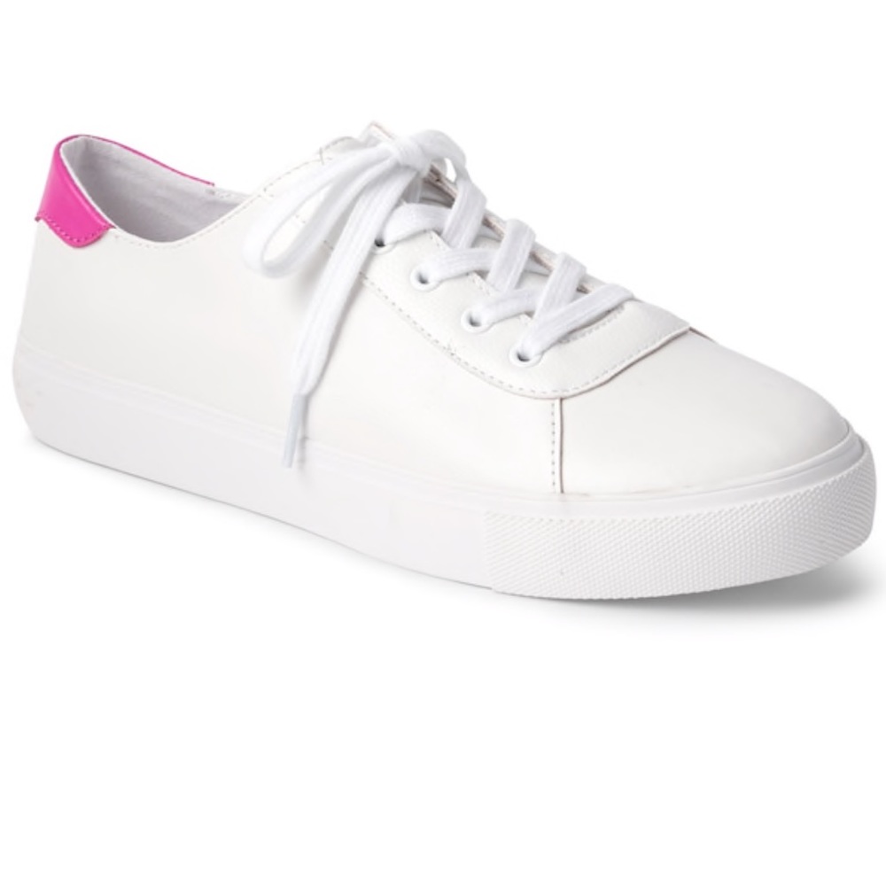 White leather lace top sneakers